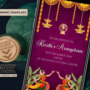 Arangetram Invitation: South Indian Dance Recital (Digital Template)