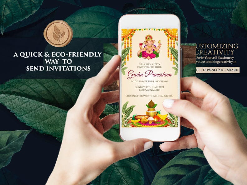 Indian Housewarming Invitation: Gruhapravesham Pooja Invite (Digital) image 6
