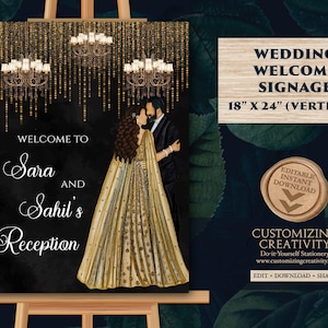 Indian Wedding Reception Sign: Welcome Signage (Digital Download)