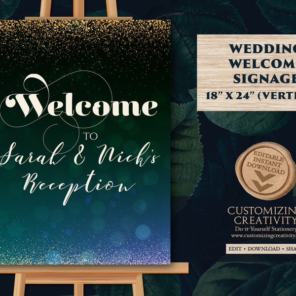 Indian Reception sign as Indian Sangeet Signs Welcome, Indian Wedding Reception sign, Indian Party Welcome sign & Indian Dinner Party signs