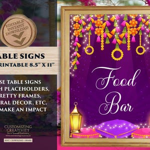 Indian Food station sign Mehndi station decor, Desi Wedding decor as Haldi decor, Henna station signs & Mehndi decoration, Indian Food signs