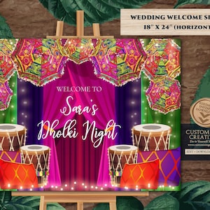 Muslim Dholki Welcome Sign: Punjabi Dholak Night Decor (Digital Download)