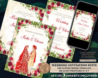 Hindu invitations & Hindu Wedding cards, Indian wedding card as Indian Wedding invite, Indian wedding invitation as Wedding invite Indian