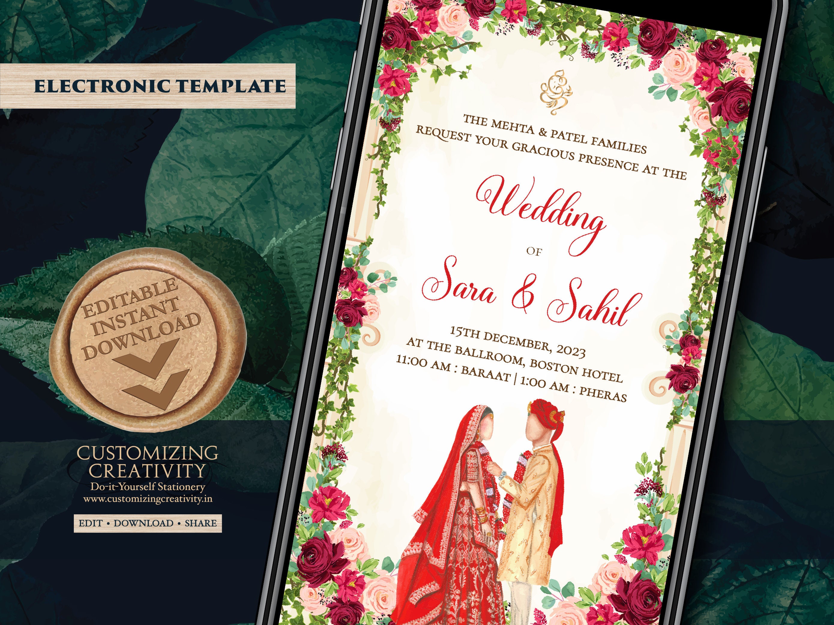 Digital Indian Wedding Cards & Indian Invitations Indian Etsy Australia