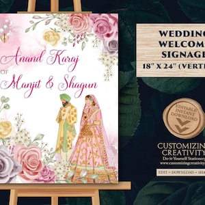 Anand Karaj Welcome Sign: Punjabi Wedding Decor (Digital Download)