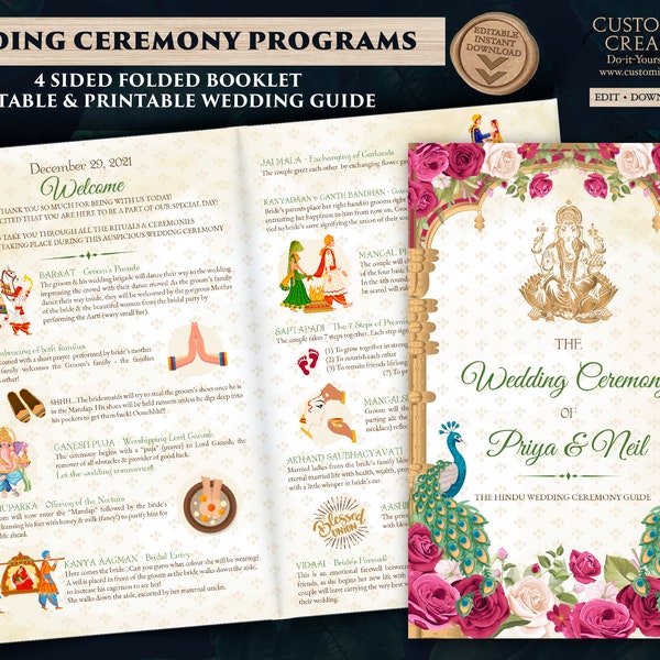 Hindu Wedding timeline as Indian wedding timeline, Indian Wedding program & Hindu Wedding Program, Wedding guide Gujarati Wedding program