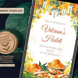 Inviti Pithi come carta Gaye Holud, inviti Haldi e carta d'invito Haldi, carte Haldi come inviti Pithi, inviti Holud come inviti Maiyan
