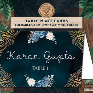 Moroccan Place Cards Navy as Jewel Tone table cards Indian, Navy Blue escort cards Jewel Tone Name tags & Indian Name tags Food Labels Navy