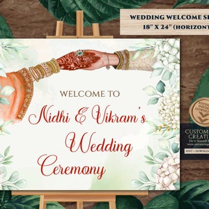 Indian Wedding decor as Indian Welcome signs, Wedding Welcome sign Indian as Hindu Wedding signs, Indian Wedding signs & Hindu Wedding signs