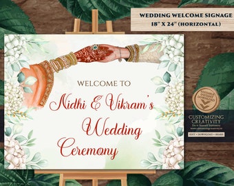 Indian Wedding decor as Indian Welcome signs, Wedding Welcome sign Indian as Hindu Wedding signs, Indian Wedding signs & Hindu Wedding signs