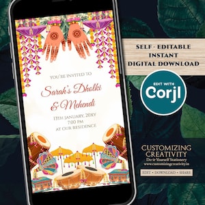 Dholki invitations Digital Mehndi invite, Digital Mendhi invite & Dholki invites Mehendi cards, Mendhi invitation Mehndi invitations Digital