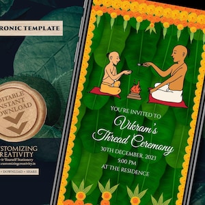 Upanayanam invites & Thread Ceremony invites, Yagnopavith invites as Yagnopavith cards, Thread Ceremony invitation as Upanaynam invitations