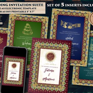 Digital Muslim Wedding Invitation: Nikkah Invite, Pakistani Cards (5x7, PDF)