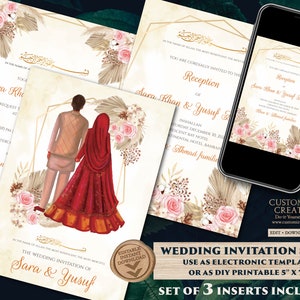 Muslim wedding Invitation Nikkah invite Digital, Islamic Invitation Pakistani & Digital Nikah invitation, Muslim wedding card as Shaadi card