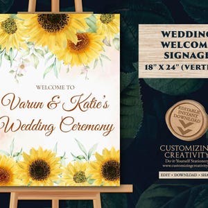 Sunflower Wedding Welcome Sign: Indian Wedding Decor (Digital Download)