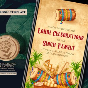 Lohri uitnodigingen & Indiase Lohri uitnodigen, Lori nodigt uit als Lori uitnodigingen, Punjabi Night uitnodigen als Sikh uitnodiging, Lohri viering uitnodigen