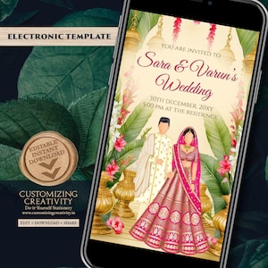 Floral Indian Wedding Invitation: Digital Hindu Invite (Instant Download)