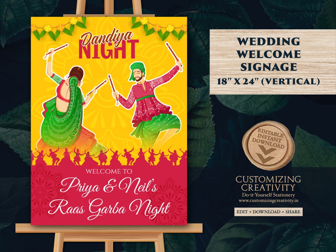 Gujarati Wedding Signs Dandiya Sign, Raas Garba Night Sign & Navratri
