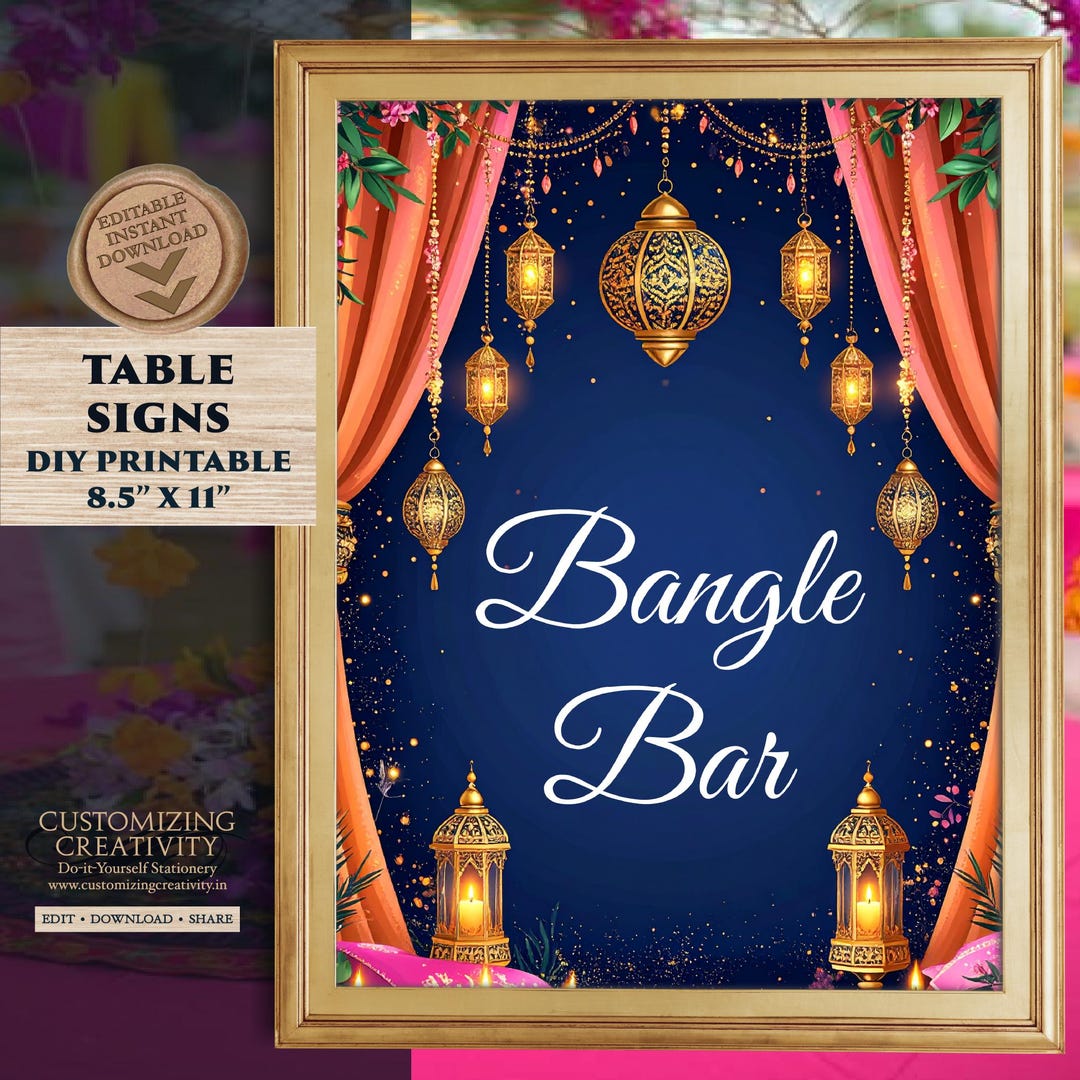 Mehndi & Bangle Bar Sign: Indian Wedding Decor (digital Download 8.5 ...