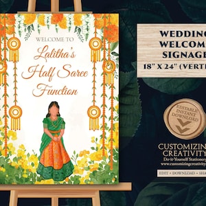 Half Saree Welcome Sign: Indian Ceremony Decor (Digital Template)