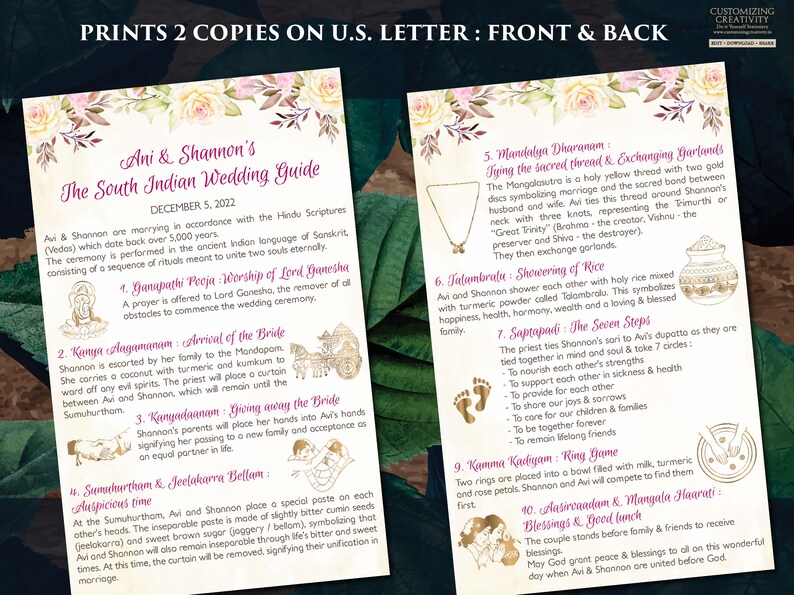 South Indian Wedding Program as Hindu Wedding Program Tamil Etsy