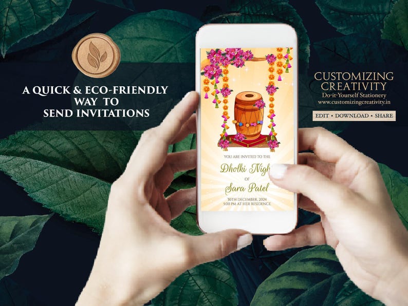 Dholki Night Invitation: Pakistani Wedding, Mehndi Cards (Digital Download) image 6