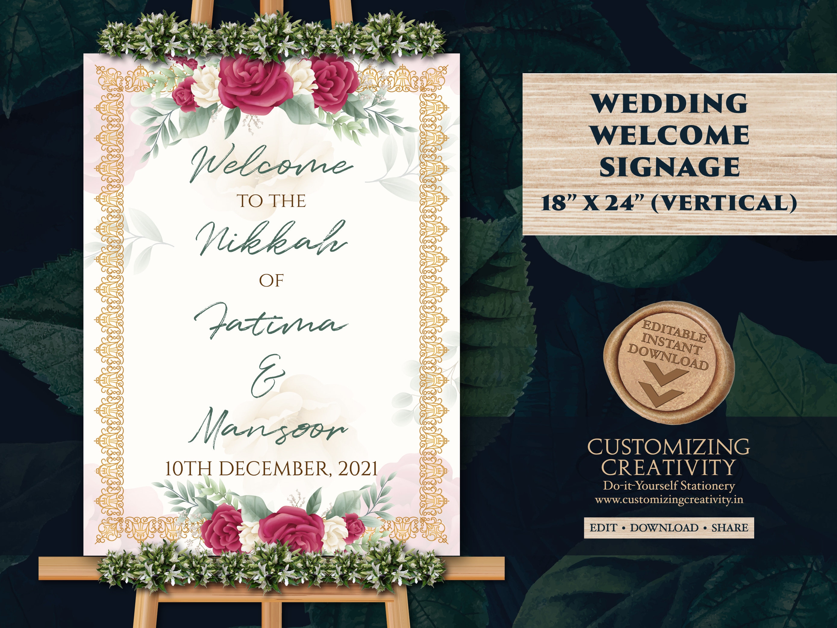 Muslim Wedding Sign as Nikah Welcome Sign Mendhi Welcome | Etsy