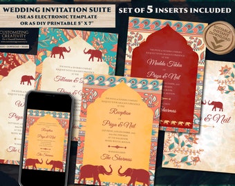 Elephant Wedding invites Sikh & Elephant invitations Indian, Sikh invitations Anand Karaj Wedding cards as Indian Wedding cards Elephants