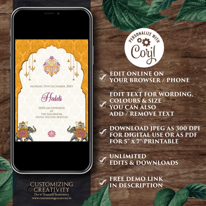 Digital Hindu Wedding Invitation: Gujarati Kankotri Template (5x7, PDF ...