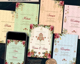Digital Indian Wedding Invitation: Gujarati Kankotri Template (5x7, PDF)