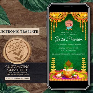 Indian Housewarming Invitation: Griha Pravesh Pooja (Digital Download) image 2