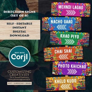 Punjabi Mehndi Decor Signs: Indian Wedding Decorations (Digital Download)