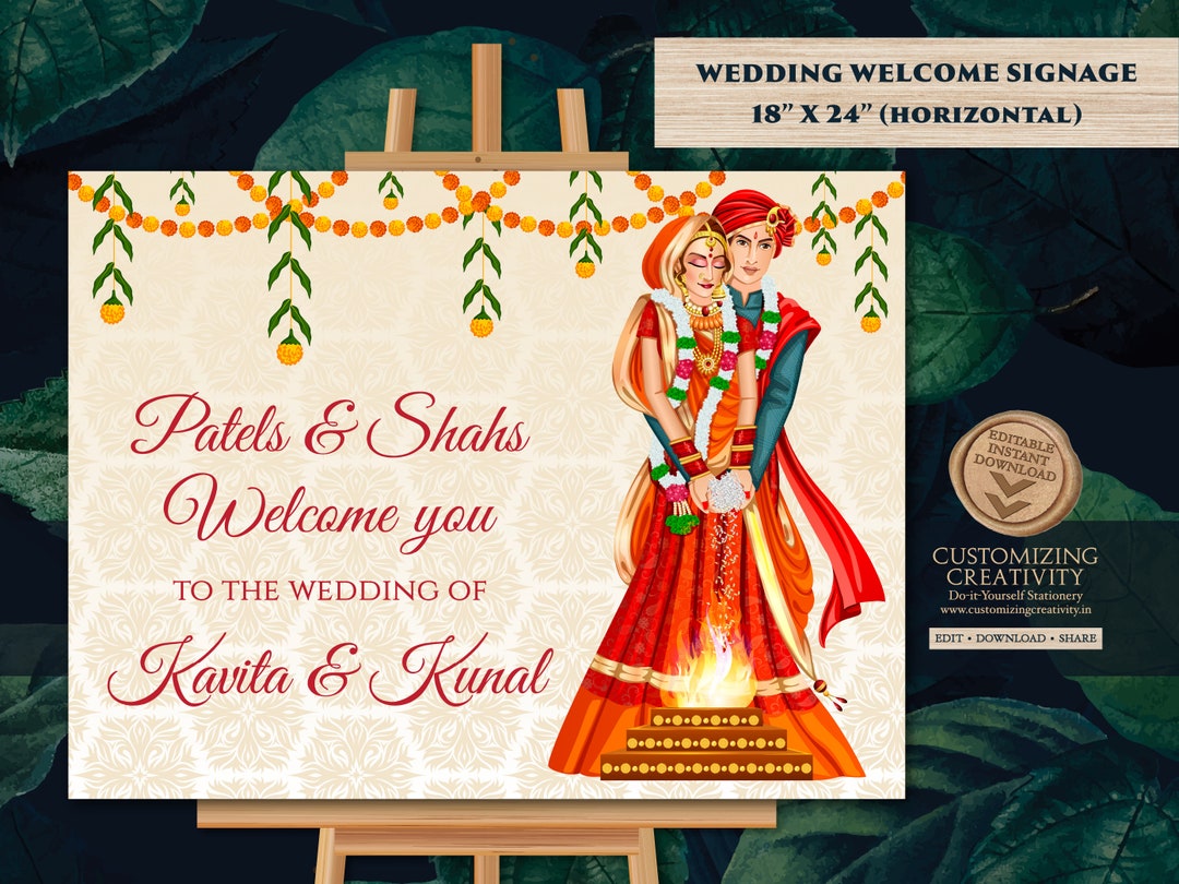 Hindu Wedding Sign Indian Phera Welcome Sign, Indian Wedding Sign ...
