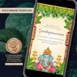 Indian Housewarming Invitation: Digital Gruhapravesam Invite (Digital Download)