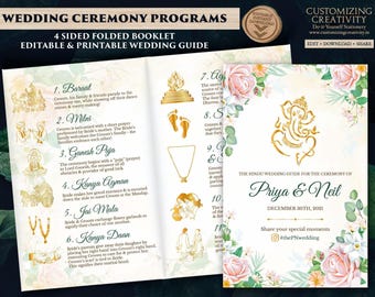 Hindu Wedding Program Template: Indian Ceremony Guide (Digital Download)