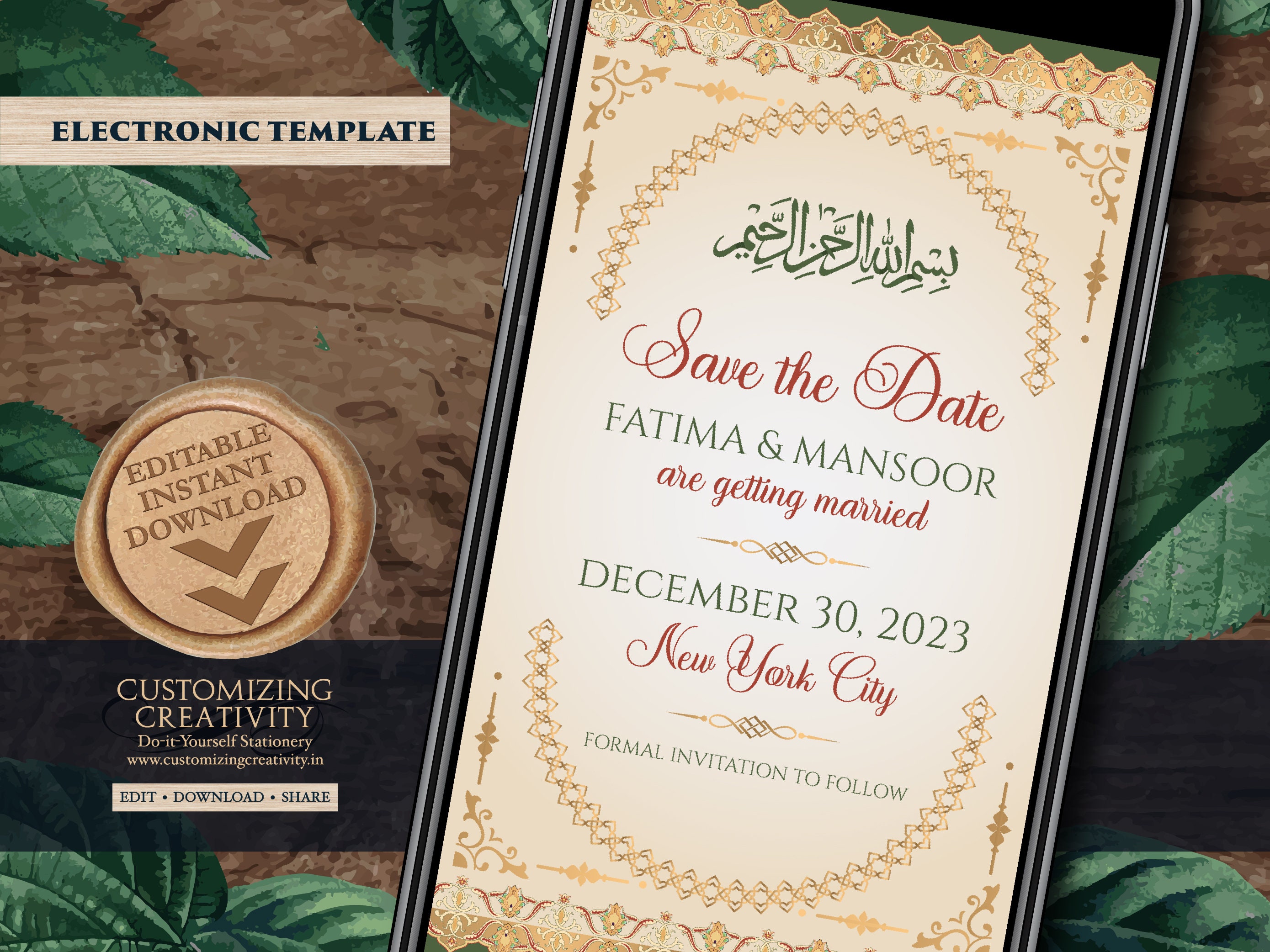 Nikah Save The Date Muslim As Digital Nikah Invites, Islamic Save.