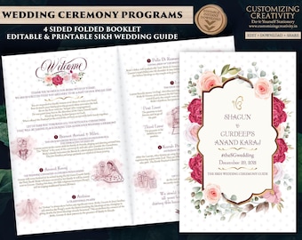 Guía del programa de boda floral sikh Anand Karaj (descarga digital)