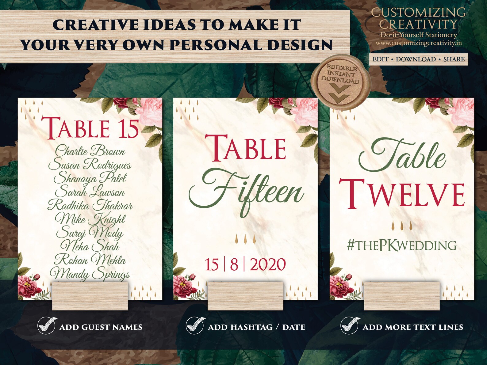 Garden Wedding Table Number & Greenery Table Decor Sign Hindu | Etsy