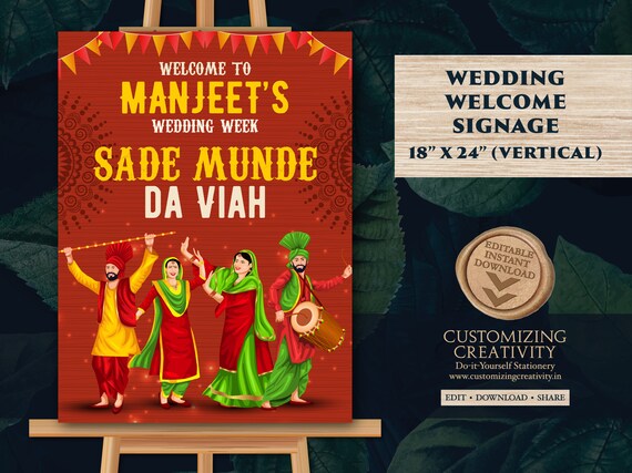 Sade Munde Da Viah Punjabi Wedding Welcome Sign as Punjabi - Etsy UK Sade Munde Da Viah Punjabi Wedding Welcome Sign as Punjabi - Etsy UK