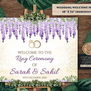 Indian Ring Ceremony Welcome Sign: Floral Engagement Decor (Digital Download)