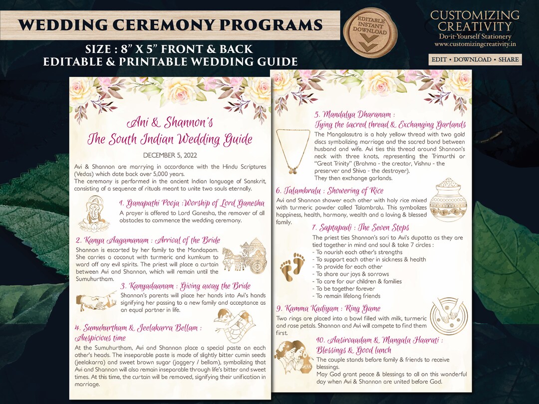 South Indian Wedding Program as Hindu Wedding Program, Tamil Brahmin