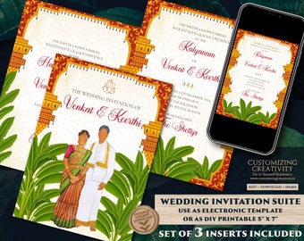 Tamil Wedding cards as Tamil wedding invitation, South Indian Wedding invitation & Tamil Wedding invite, Telugu Wedding invitation Indian