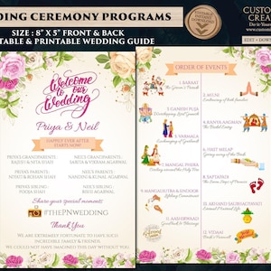 Indian Wedding program template as Hindu Wedding Program template, Gujarati Wedding program & Hindu Ceremony program, Indian Wedding guide