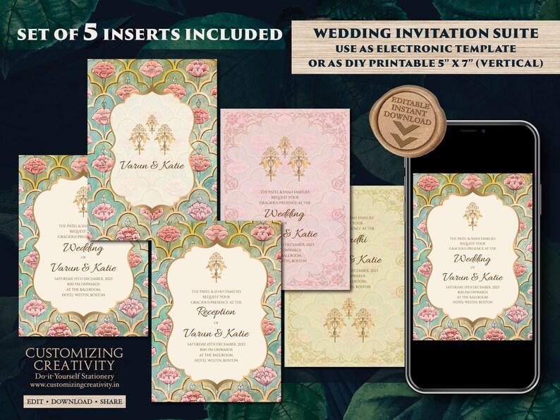 Indian Wedding Card & Indian Invitations Indian Wedding Etsy UK