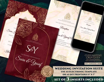 Islamic Nikkah Wedding Invitation: Pakistani Shaadi Card (Digital)