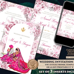 Invitations Anand Karaj & Invitation de mariage sikh, invitation de mariage pendjabi en tant qu’invitations sikhs, carte de mariage pendjabi en tant que carte de mariage sikh indienne
