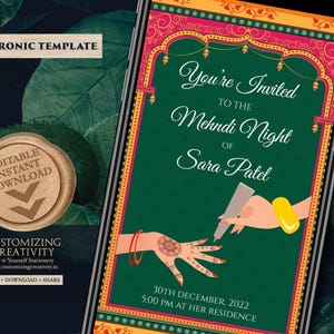 Mehndi Invites Digital as Mehndi invitations Electronic, Digital Mehndi invites & Mendhi invitations, Mehendi invites as Henna Party invites