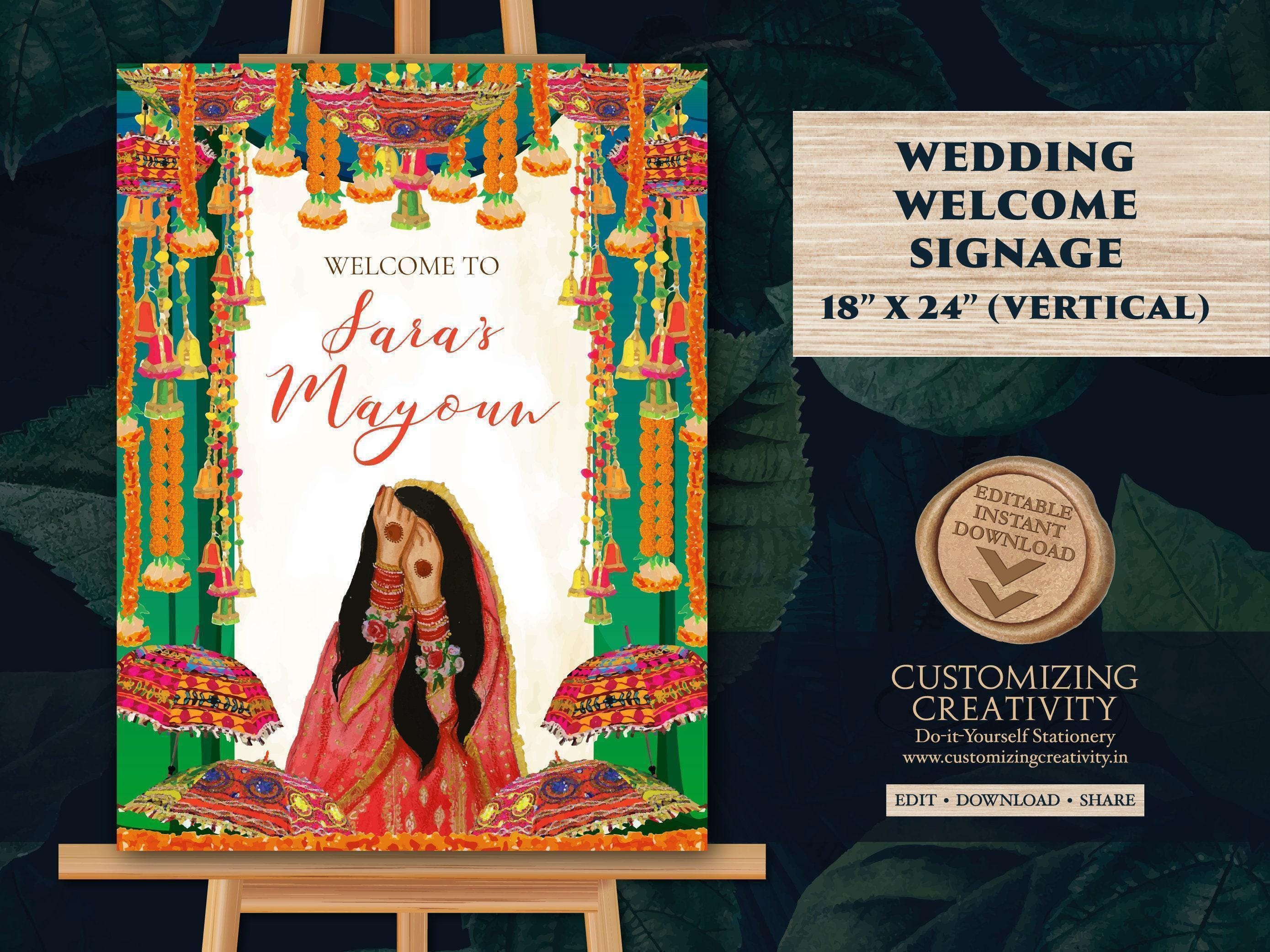 Mayoun Signs Mehndi decor, Mayoun Welcome signs & Mehndi Welcome sign, Mehndi signs as Mendhi welcome signs, Mendhi signs as Mayoun decor