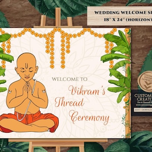 Tablica powitalna Upanayanam: Dekoracja na ceremonię Thread (pobranie cyfrowe)