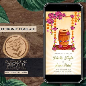 Dholki Night Invitation: Pakistani Wedding, Mehndi Cards (Digital Download) image 2